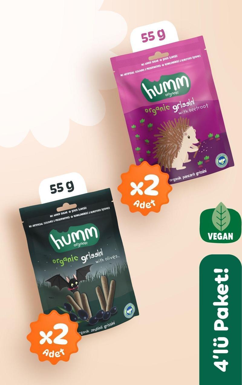 Organik Tuzlu Grissini Atıştırmalık Paketi - 55 G X 4 adet (2 çeşit)