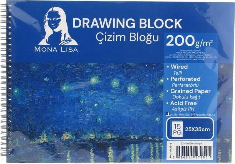 Mona Lisa Çizim Bloğu Defteri 200Gr 25X35cm 15 Yaprak