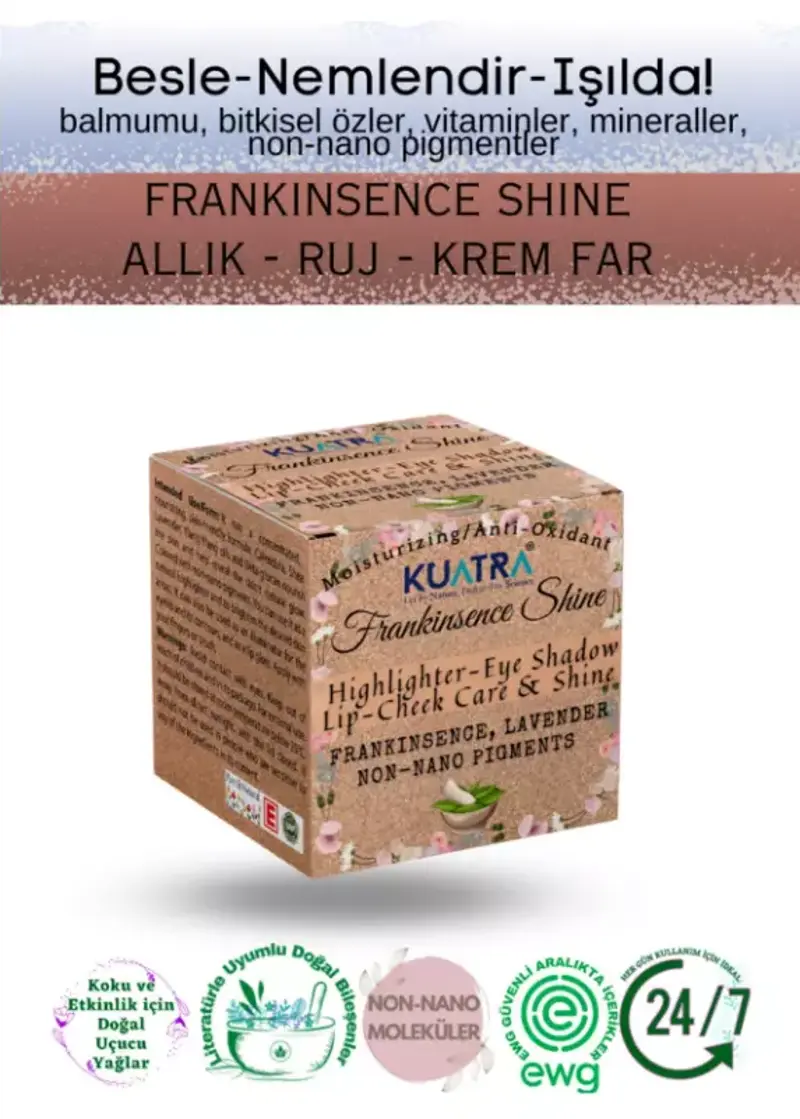 Frankinsence Shine Nemlendirici, Antioksidan, Işıltı Veren Allık-ruj- Göz Farı 'doğal İçerik'