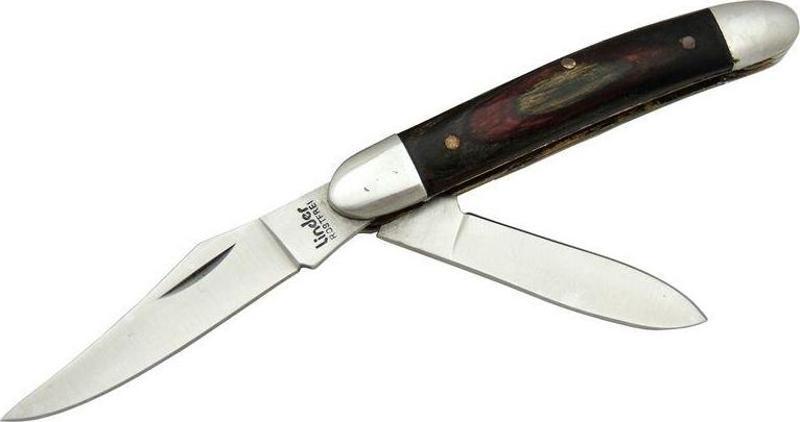 K-21 Linder Çiftli / Çift Ağızlı Çakı 14,5 cm - Ahşap Saplı, Manuel