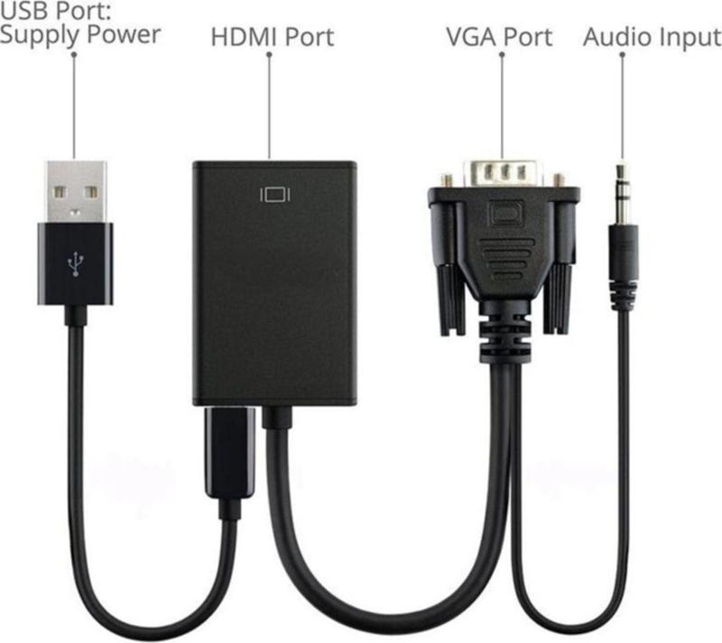 Vga To Hdmı  Dönüştürücü + Ses + Usb Power - 20Cm