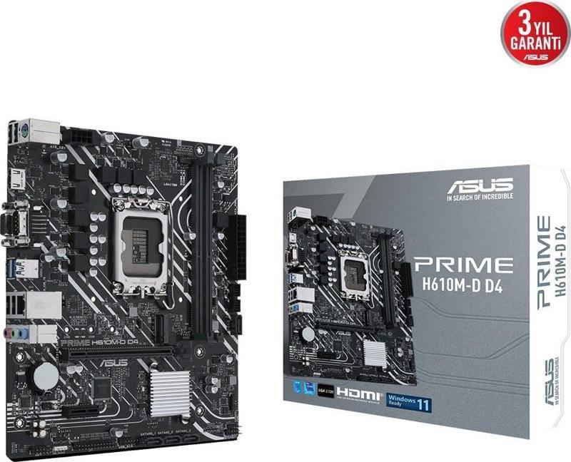 Prime H610M-D D4 12.Nesil Intel H610 Soket 1700 DDR4 3200MHz mATX Anakart