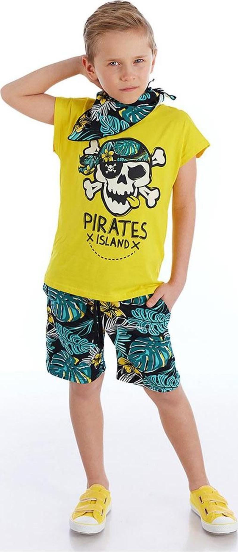 Hawaii Erkek Çocuk T-shirt Şort Bandana Takım