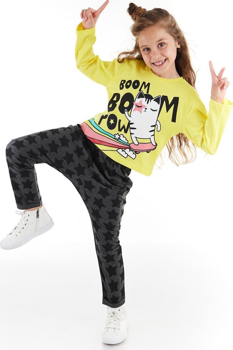 Boom Boom Cat Kız Çocuk T-shirt Pantolon Takım