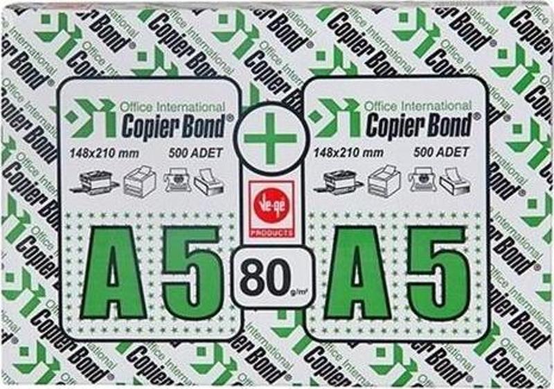 Copier Bond A5 Fotokopi Kağıdı 80g 1000li 5 Paket