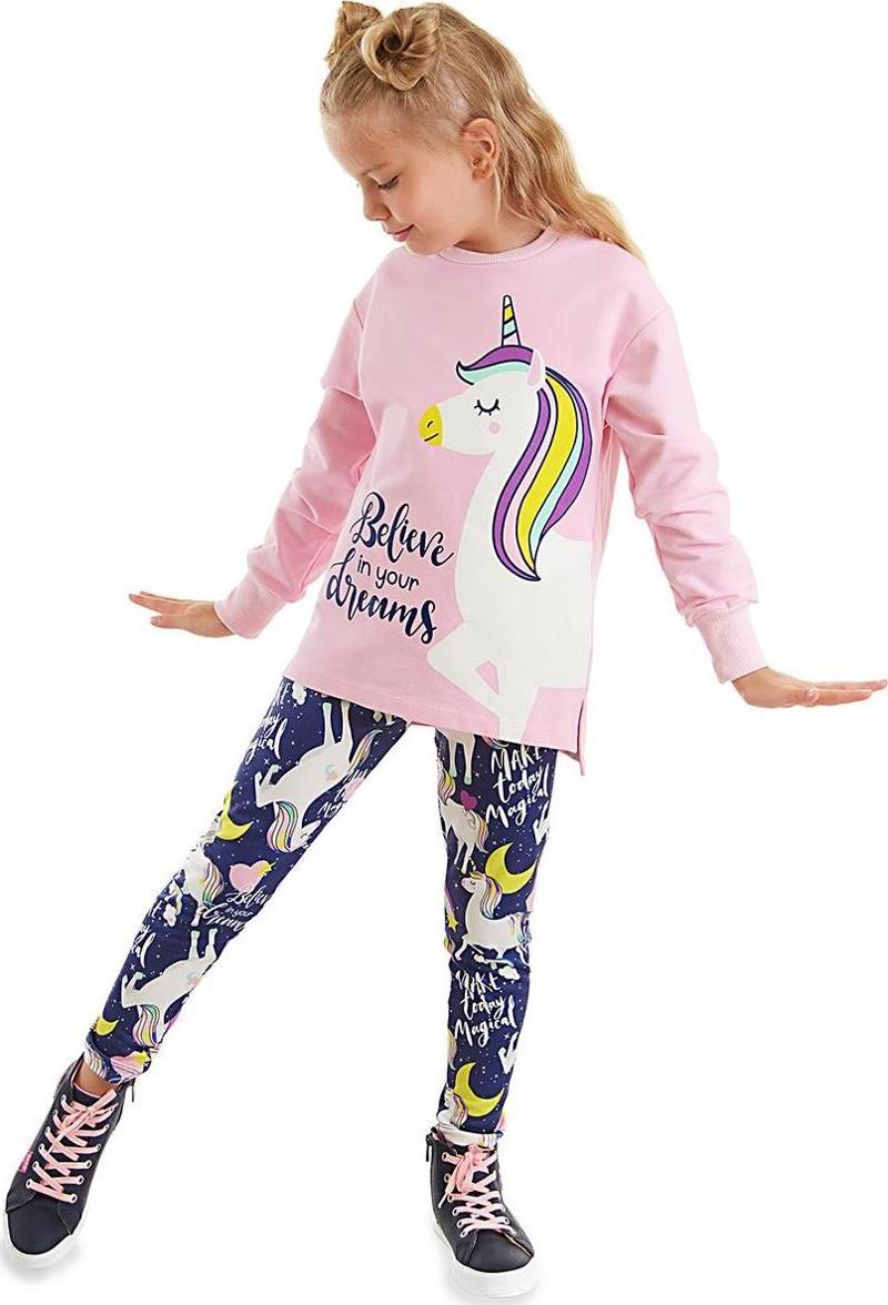 Unicorn Kız Çocuk Sweatshirt Tayt Takım