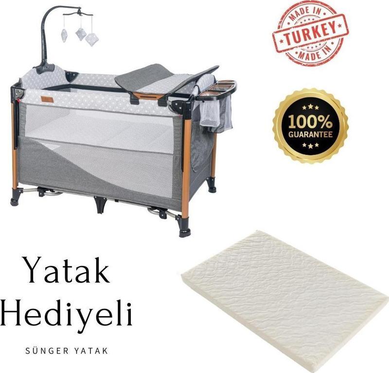 Luxury Alüminyum Anne Yanı Organizerli Dönenceli Park Yatak Beşik 70 x 110 cm. ( Sünger Yatak Hediyeli )