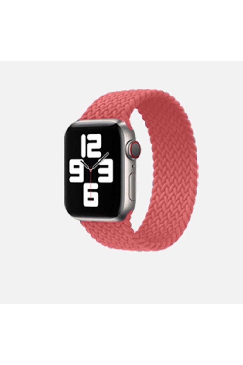 KZY İletişim Apple Watch Uyumlu 40MM Hasır Örgü Tasarımlı Small Kordon - Pembe
