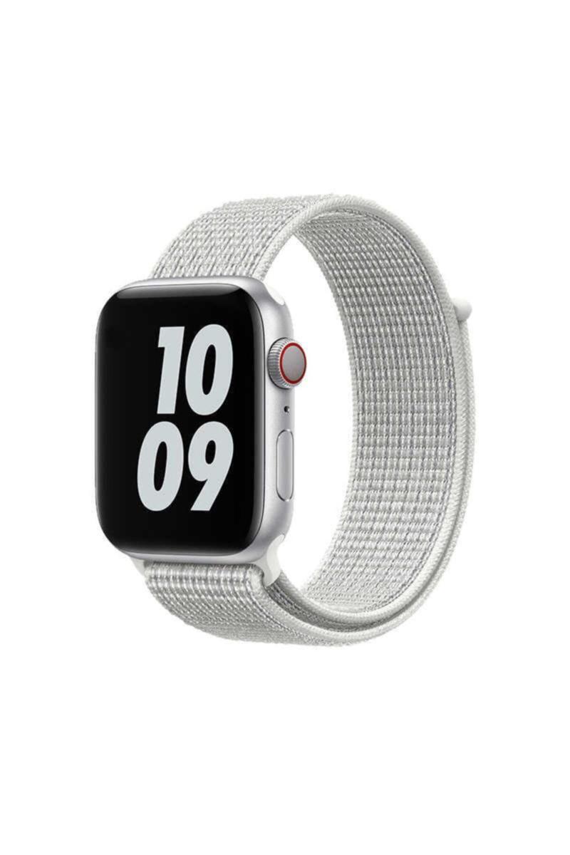 KZY İletişim Apple Watch Uyumlu 40MM Sport Loop Hasır Kordon - Beyaz