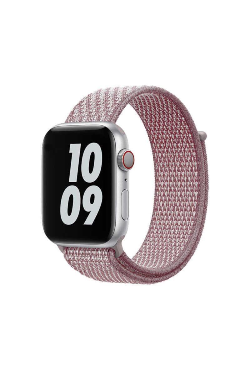 KZY İletişim Apple Watch Uyumlu 40MM Sport Loop Hasır Kordon - Pembe