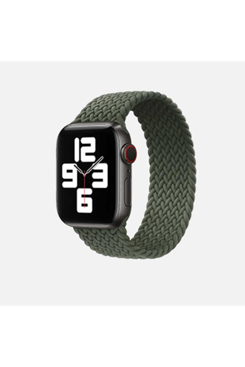 KZY İletişim Apple Watch Uyumlu 42MM Hasır Örgü Tasarımlı Large Kordon - Yeşil