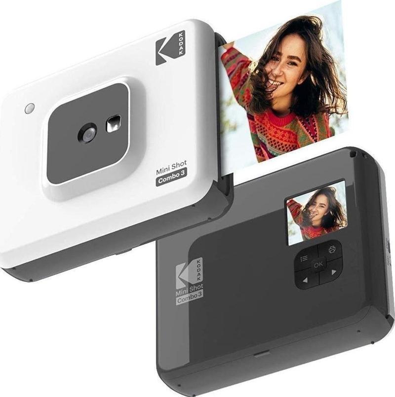 Mini Shot Combo 3 Anında Baskı Dijital Fotoğraf Makinesi + Yazıcı (Beyaz)