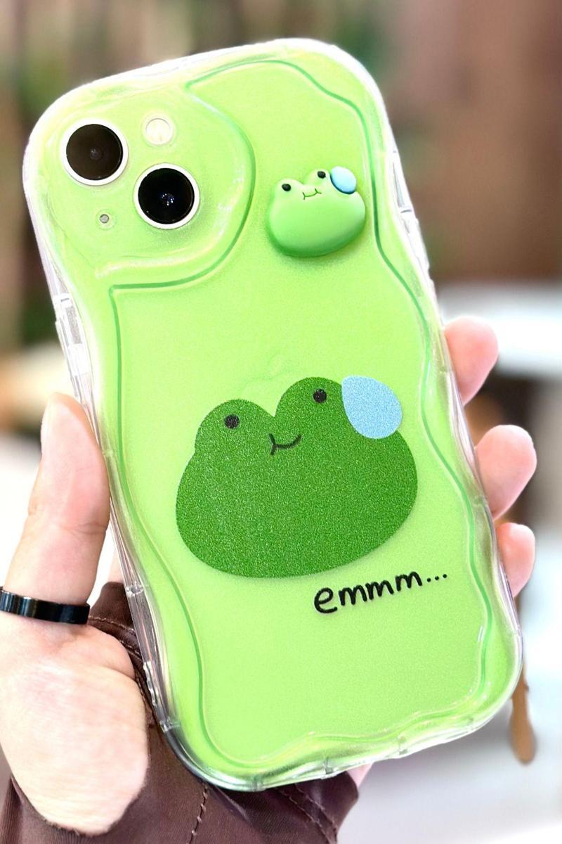 iPhone 13 Sevimli Kurbağa Desenli Kamera Korumalı Tatlı Şirin Cuddly Kılıf