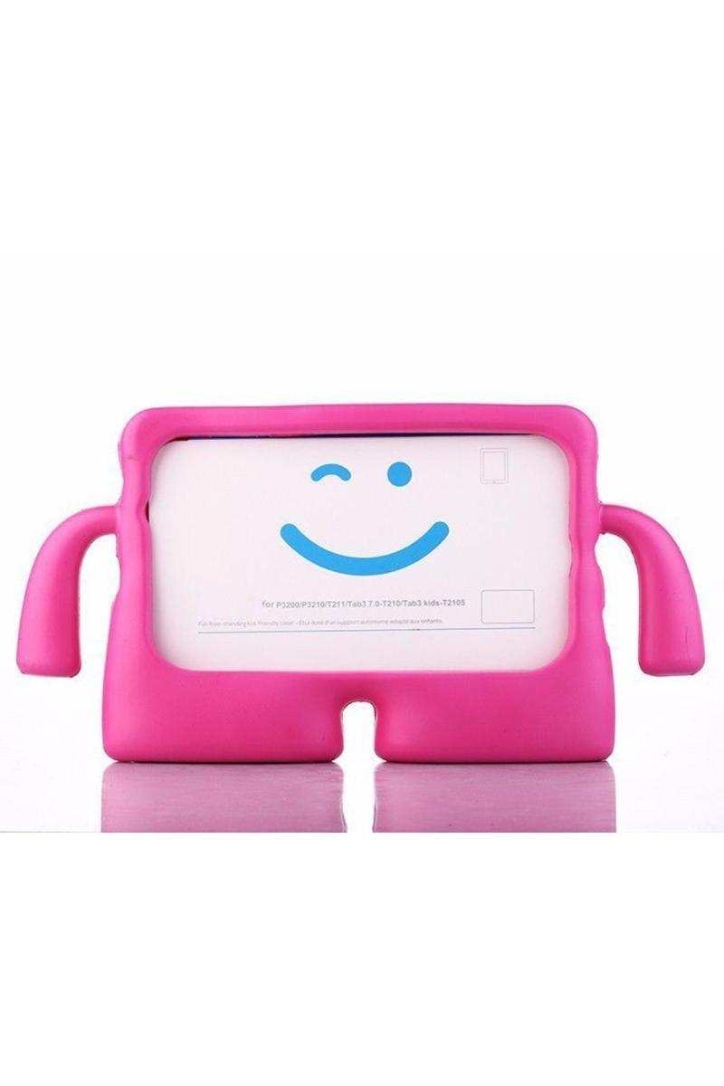 KZY İletişim Apple iPad 5 Air Renkli Tutacaklı Stantlı Silikon Çocuk Tablet Kılıfı - Koyu Pembe