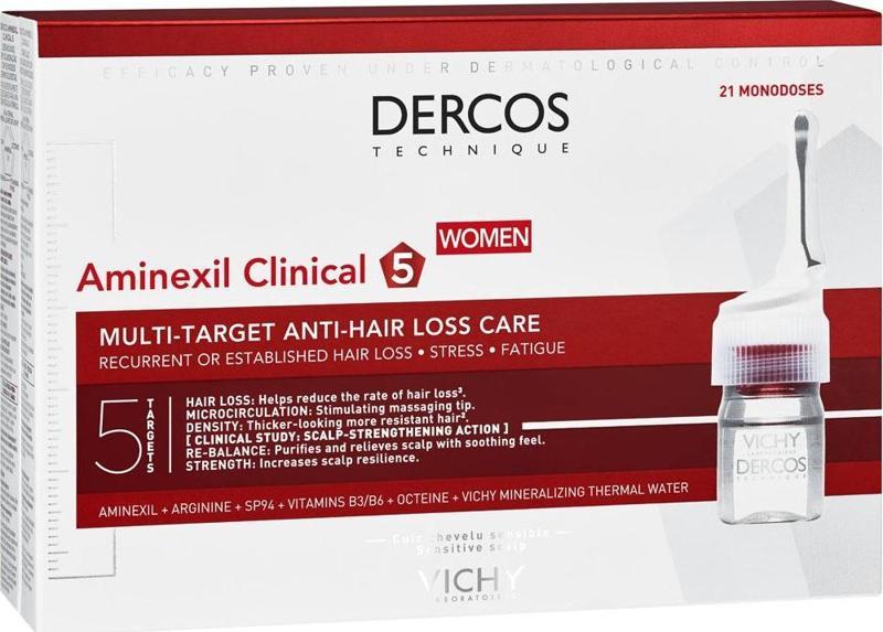 Dercos Aminexil Clinical 5 21x6ml - Kadınlar için Saç Dökülmesine Karşı Serum