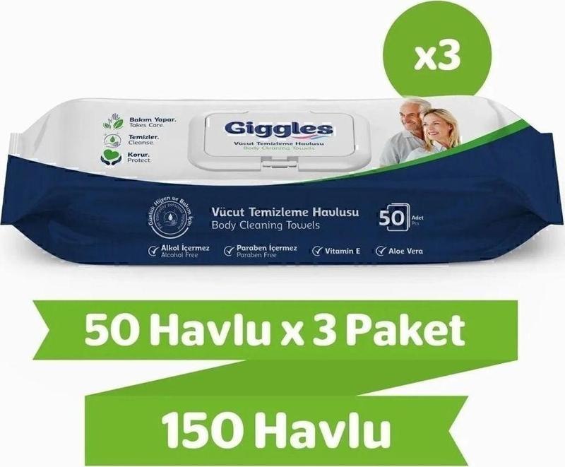 Vücut Temizleme Havlusu 50'li 3 Paket 150 Havlu