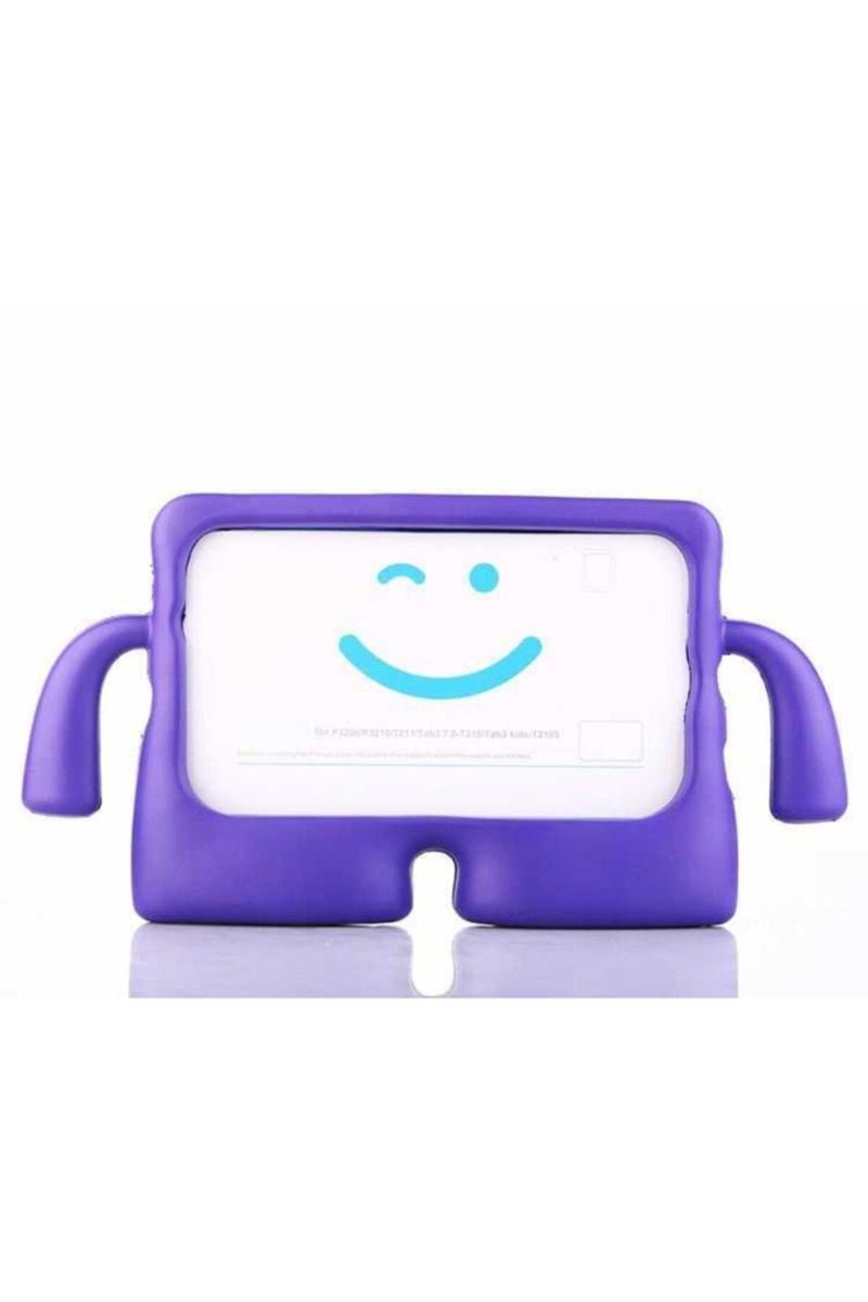 KZY İletişim Samsung Tab E T590 Renkli Tutacaklı Stantlı Silikon Çocuk Tablet Kılıfı - Mor