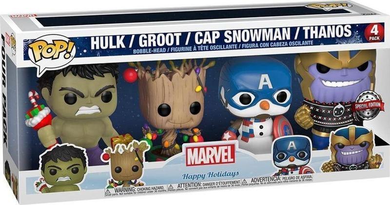 Pop: Holiday - Hulk, Groot, Captain America And Thanos - 4Pk - Comics