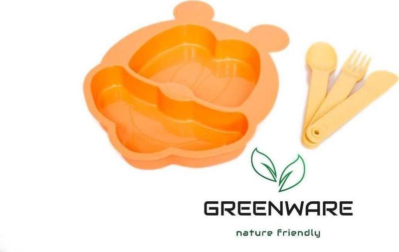 Greenware - Beslenme Kabı - Tabldot - Aslan Figürlü Beslenme Seti