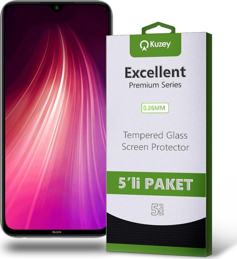 Xiaomi Redmi Note 8 Temperli Ekran Koruyucu Kırılmaz Cam Ekonomik 5'li Paket