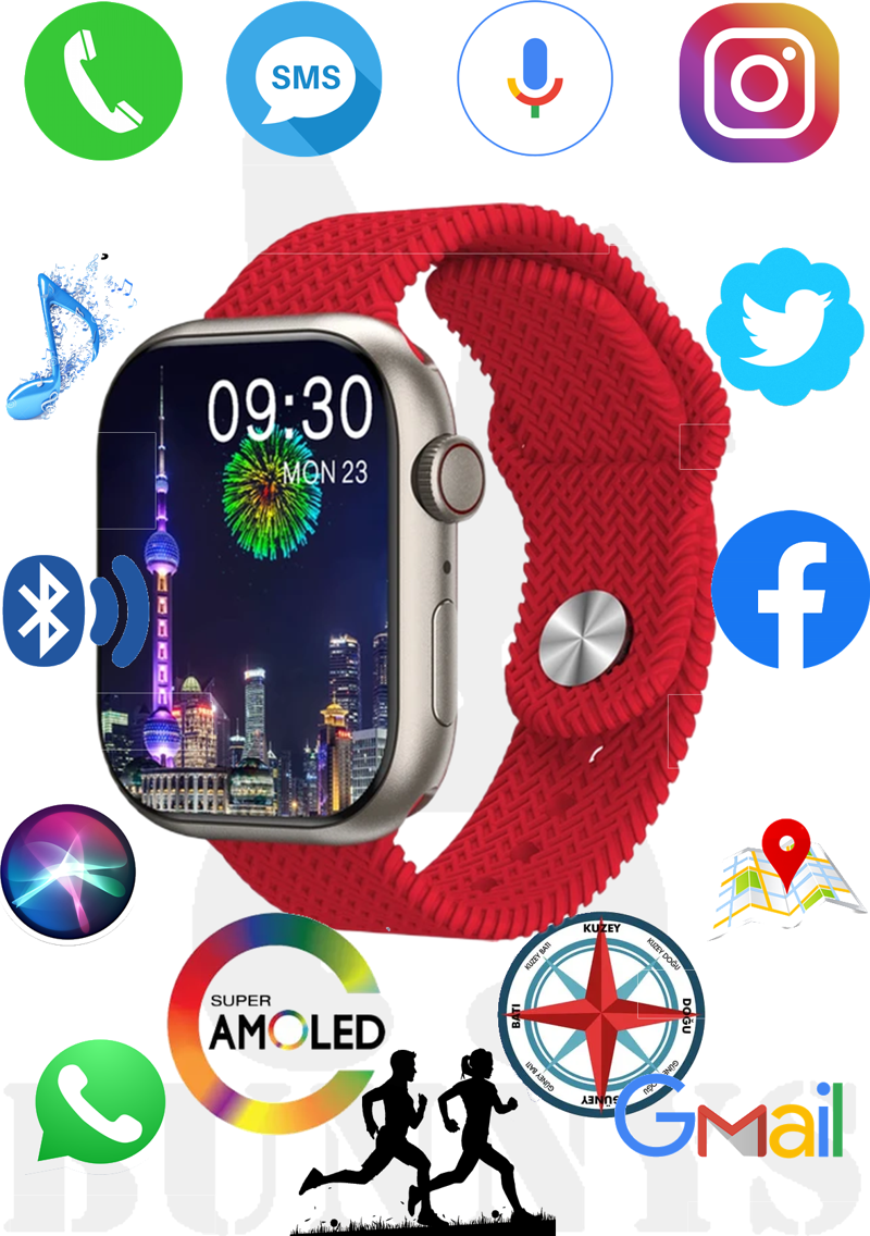 Akıllı Saat Samsung Galaxy S22 Ultra Uyumlu Watch 9 PRO Konuşma Özellikli AMOLED EKRAN 45MM