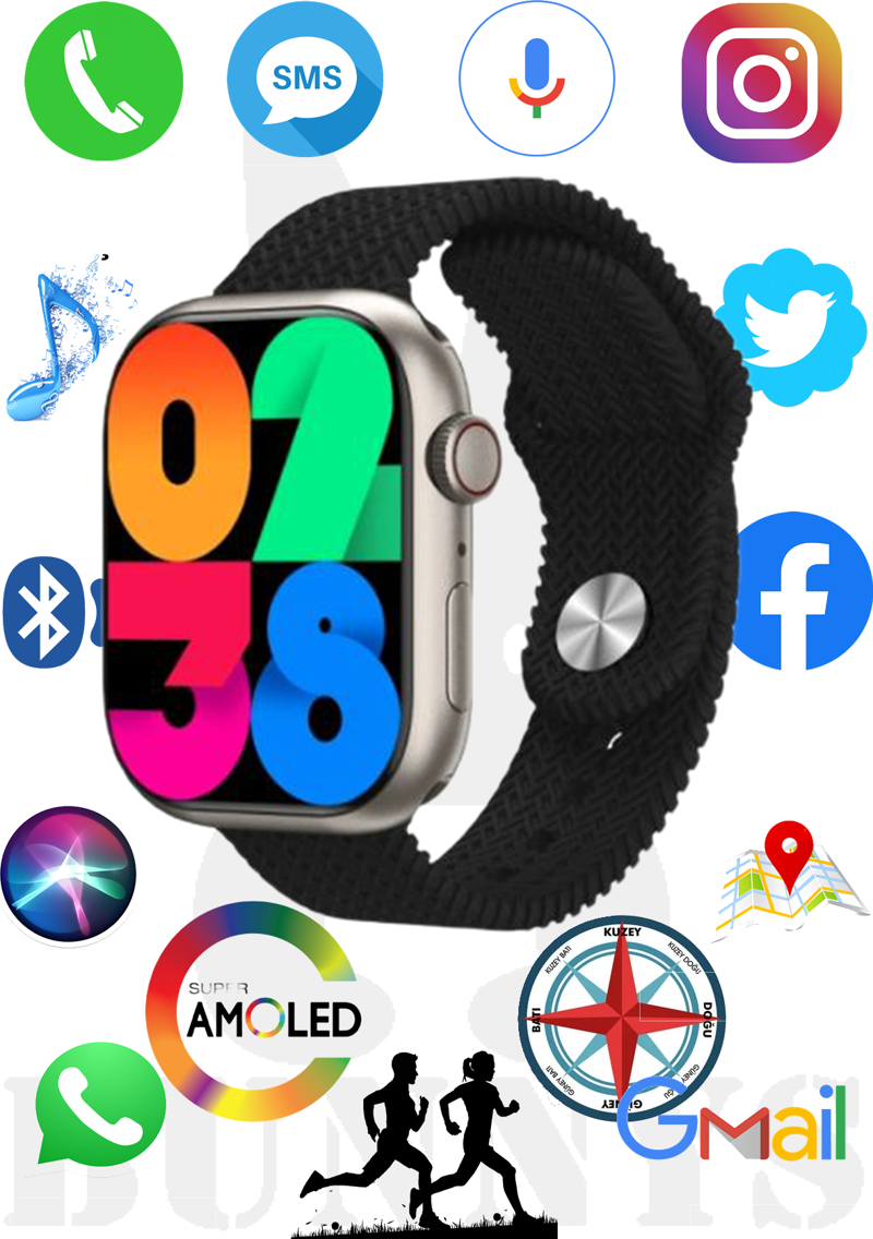 Akıllı Saat Samsung Galaxy S22 Ultra Uyumlu Watch 9 PRO Konuşma Özellikli AMOLED EKRAN 45MM