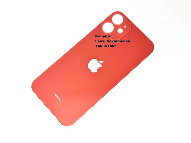 Tkgz Tkgz İphone 12 MİNİ Arka Pil Batarya Kapağı (CAM) Kırmızı