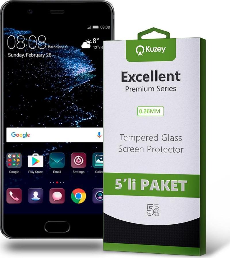 Huawei P10 Plus Temperli Ekran Koruyucu Kırılmaz Cam Ekonomik 5'li Paket