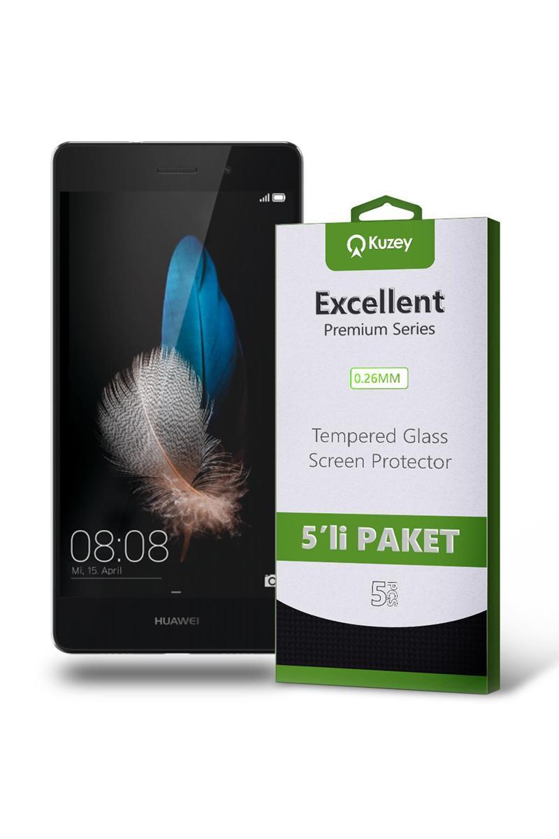 KZY İletişim Huawei P8 Lite Temperli Ekran Koruyucu Kırılmaz Cam Ekonomik 5'li Paket