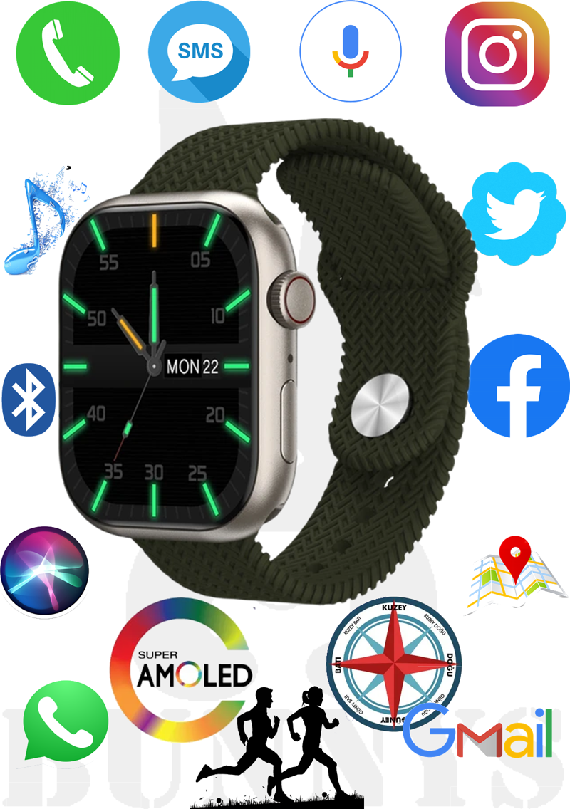 Mi Note 10 Uyumlu Akıllı Saat Konuşma Özellikli Watch HK9 PRO 45MM AMOLED EKRAN