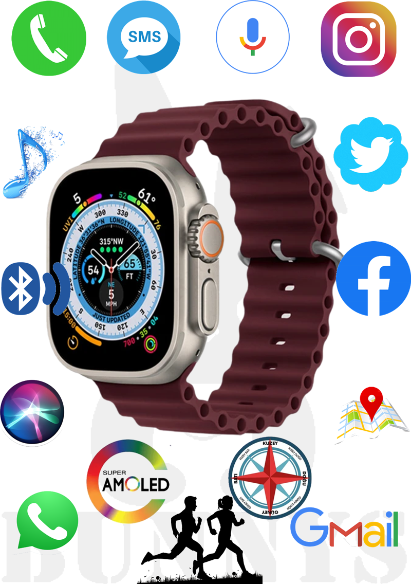 Mi Note 10 Uyumlu Akıllı Saat HK8 PRO MAX AMOLED EKRAN Watch 8 Ultra 49MM