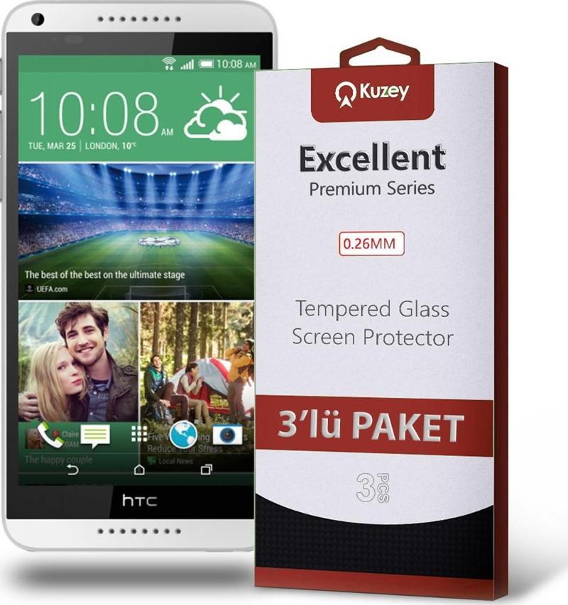 HTC Desire 816 Temperli Ekran Koruyucu Kırılmaz Cam Ekonomik 3'lü Paket