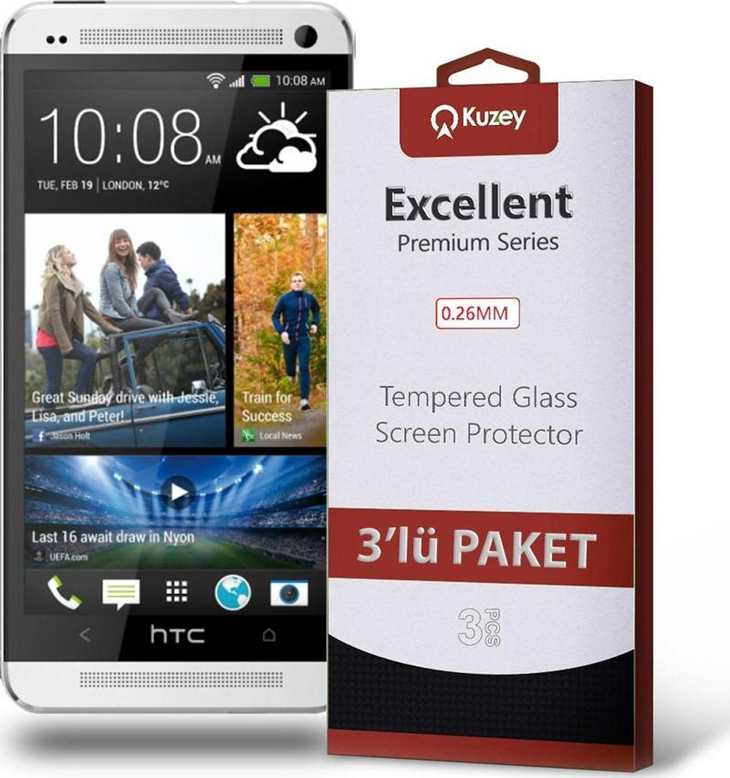 HTC One M7 Temperli Ekran Koruyucu Kırılmaz Cam Ekonomik 3'lü Paket