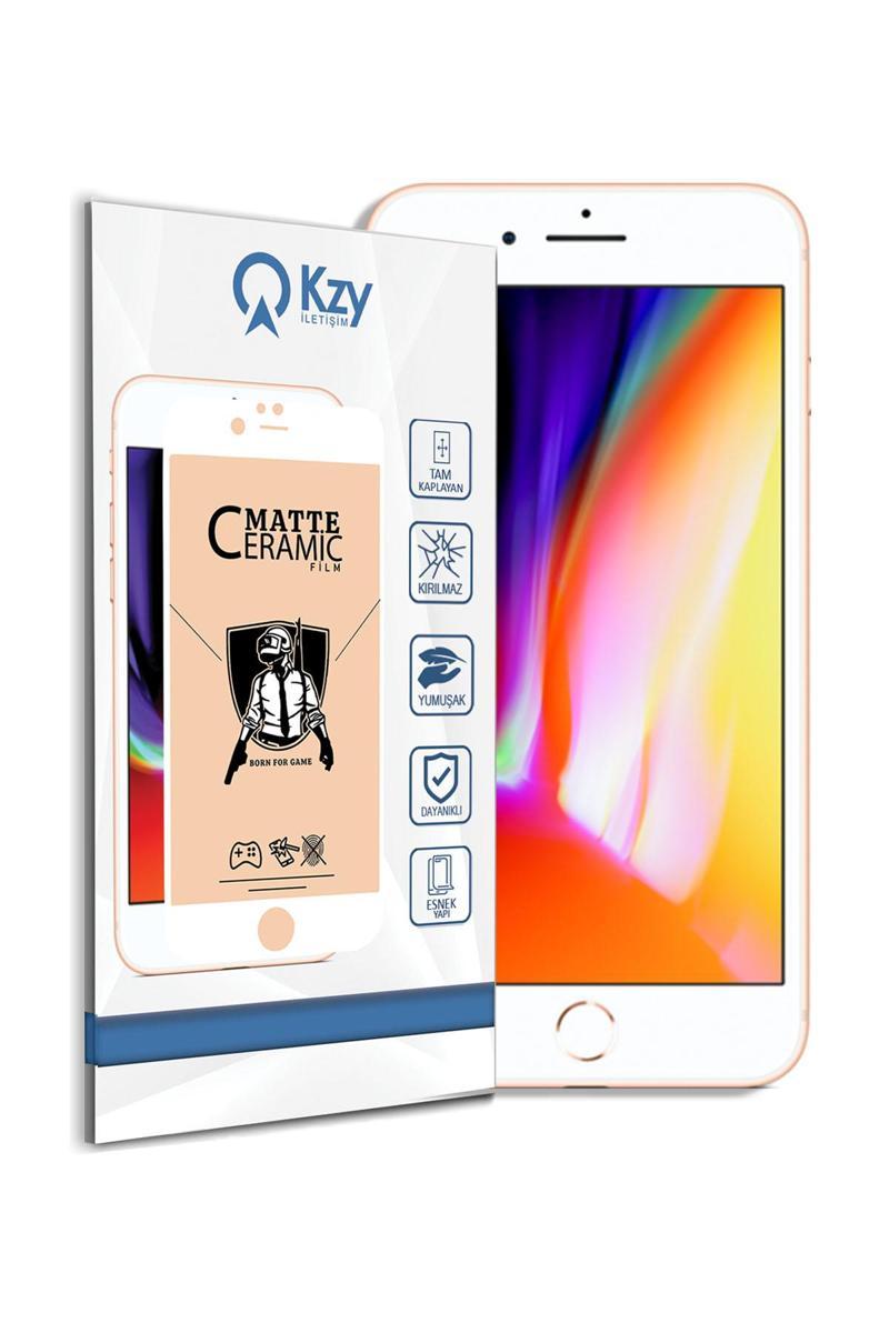 KZY İletişim Apple iPhone 8 Plus Tam Kaplayan Mat Seramik Nano Esnek Ekran Koruyucu - Beyaz