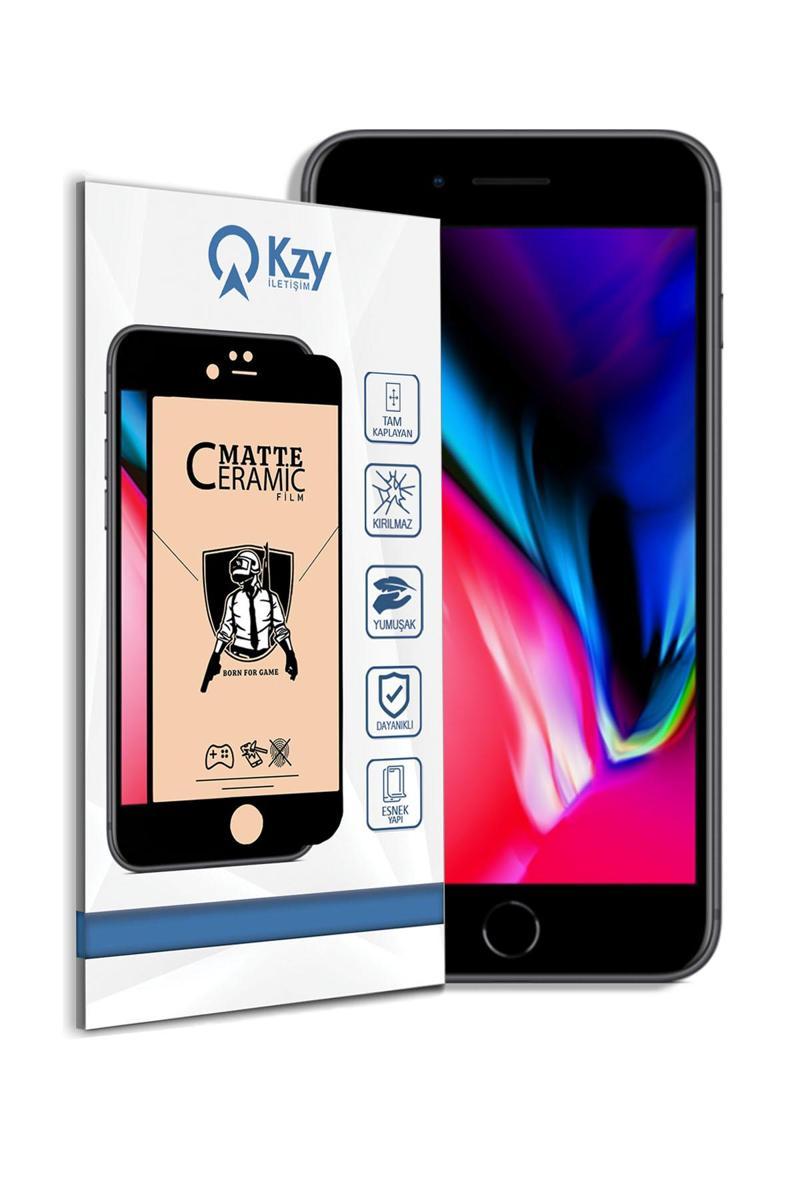 KZY İletişim Apple iPhone 8 Plus Tam Kaplayan Mat Seramik Nano Esnek Ekran Koruyucu - Siyah