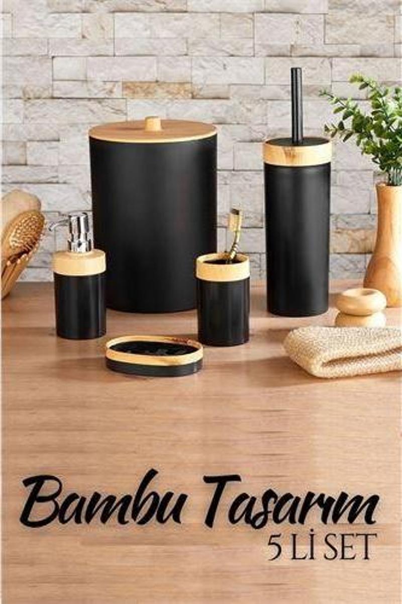 5 li Banyo Seti Bambu Design SİYAH 330775