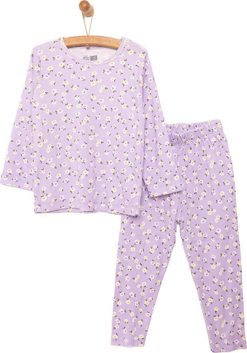 HelloBaby Kaşkorse Çiçek Desen Uzun Kol Pijama Takımı