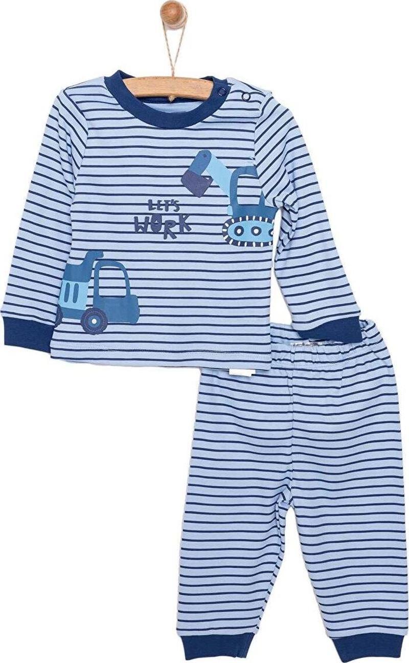 HelloBaby Bisiklet Yaka Kepçe Desenli Erkek Bebek Pijama takımı