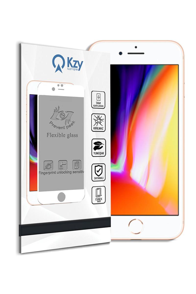 KZY İletişim Apple iPhone 8 Plus Tam Kaplayan Seramik Nano Esnek Hayalet Ekran Koruyucu - Beyaz