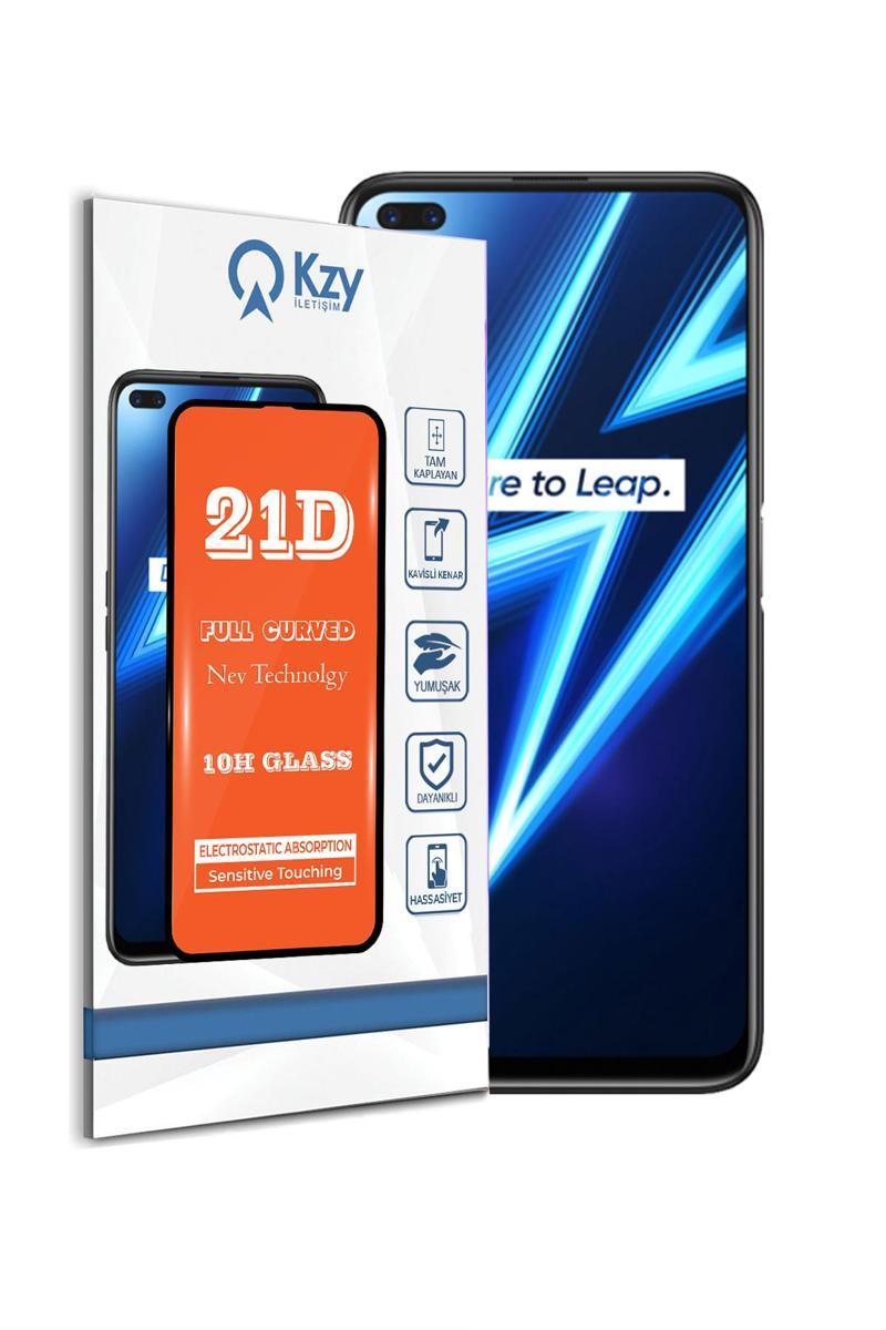 KZY İletişim Realme 6 Pro Tam Kaplayan 21D Temperli Ekran Koruyucu Cam