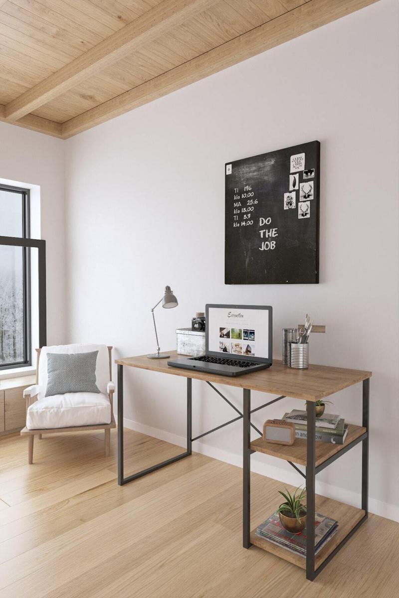 60X120 Cm 2 Raflı Çalışma Masası Bilgisayar Masası Ofis Ders Yemek Masası - Atlantik Çam