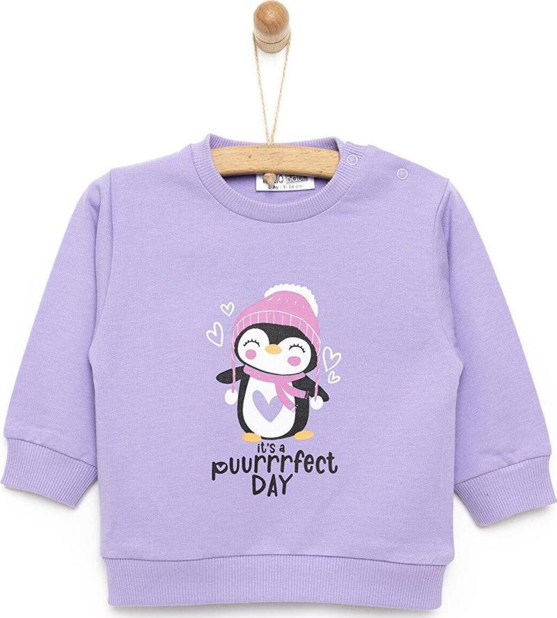 HelloBaby Basic Penguen Desenli Sweatshirt Kız Bebek