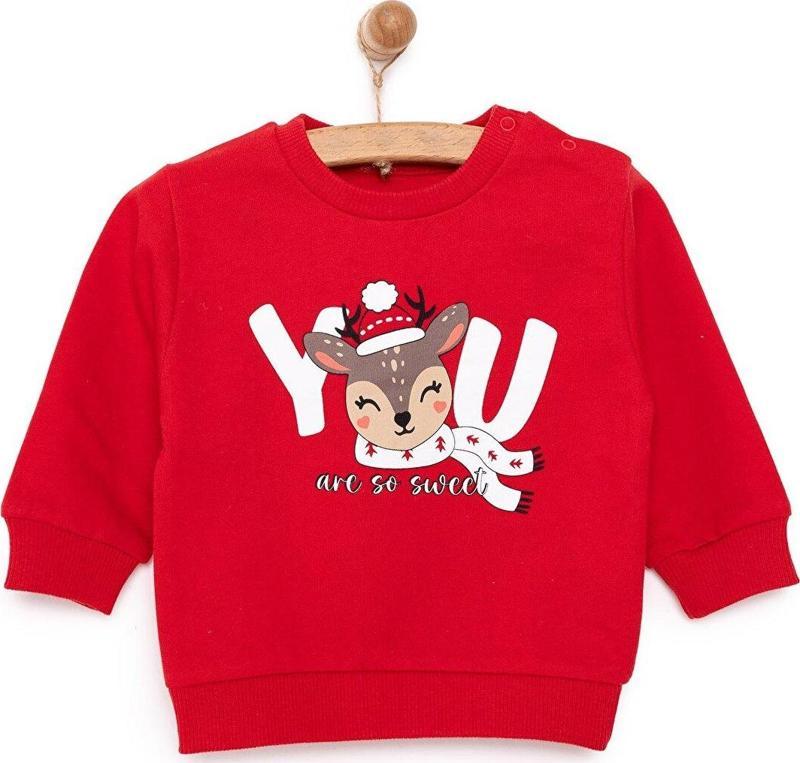 HelloBaby Basic Az Şardonlu Geyik Desenli Sweatshirt Kız Bebek