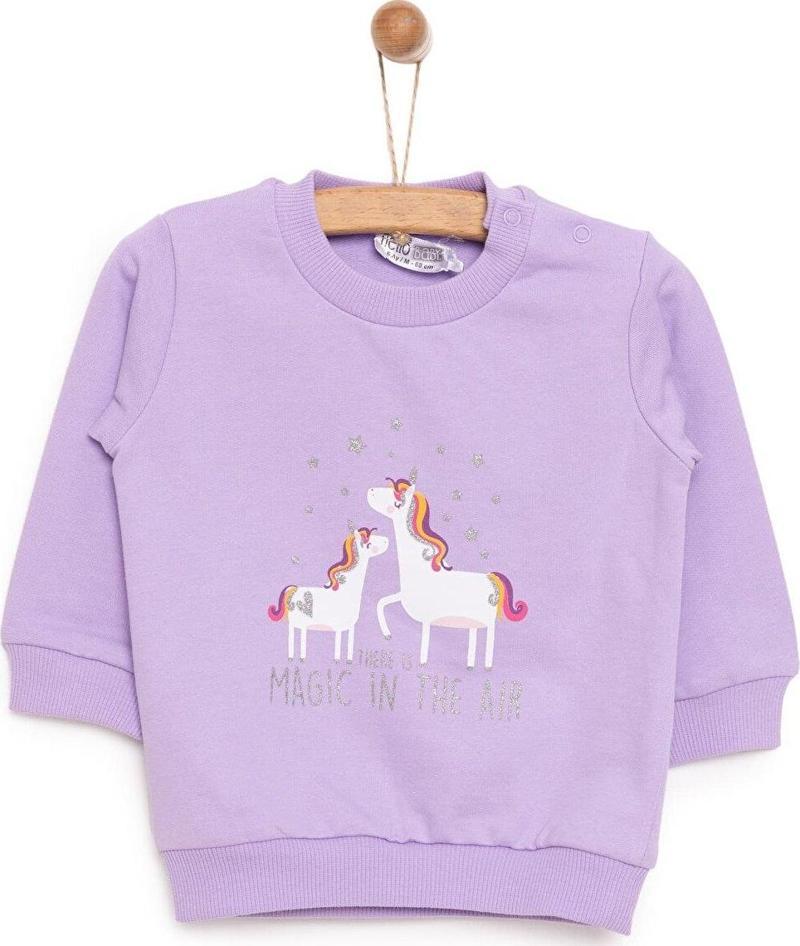 HelloBaby Basic Az Şardonlu Unicorn Desenli Sweatshirt Kız Bebek