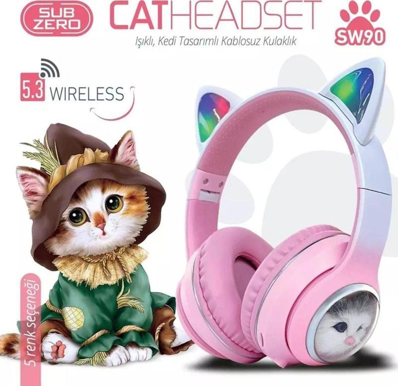 Sw90 Bluetooth Renkli Kedi Kulaklık