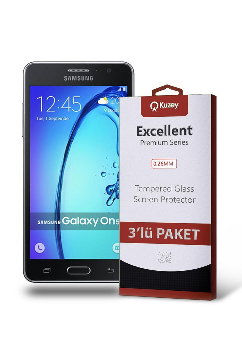 KZY İletişim Samsung Galaxy ON5 Temperli Ekran Koruyucu Kırılmaz Cam Ekonomik 3'lü Paket