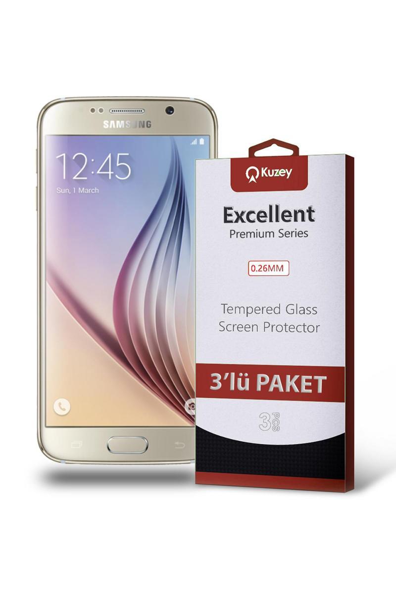 KZY İletişim Samsung Galaxy S6 Temperli Ekran Koruyucu Kırılmaz Cam Ekonomik 3'lü Paket