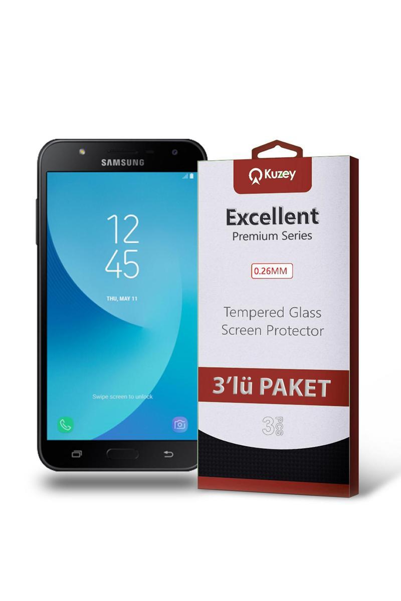 KZY İletişim Samsung Galaxy J7 Core Temperli Ekran Koruyucu Kırılmaz Cam Ekonomik 3'lü Paket