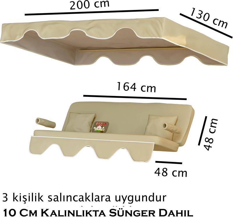 Urla 3 kişilik Salıncak Minderi Yedek Bahçe Salıncağı Minderi Süngerli