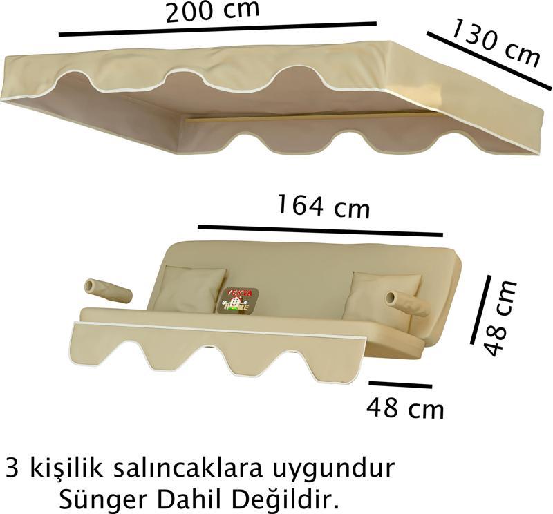 Urla 3 kişilik Salıncak Minderi Yedek Bahçe Salıncağı Minderi Süngersiz Kılıf